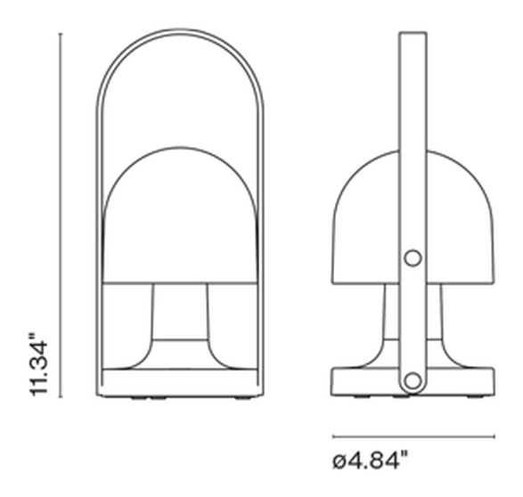 FollowMe Portable Lamp by Marset, size drawing