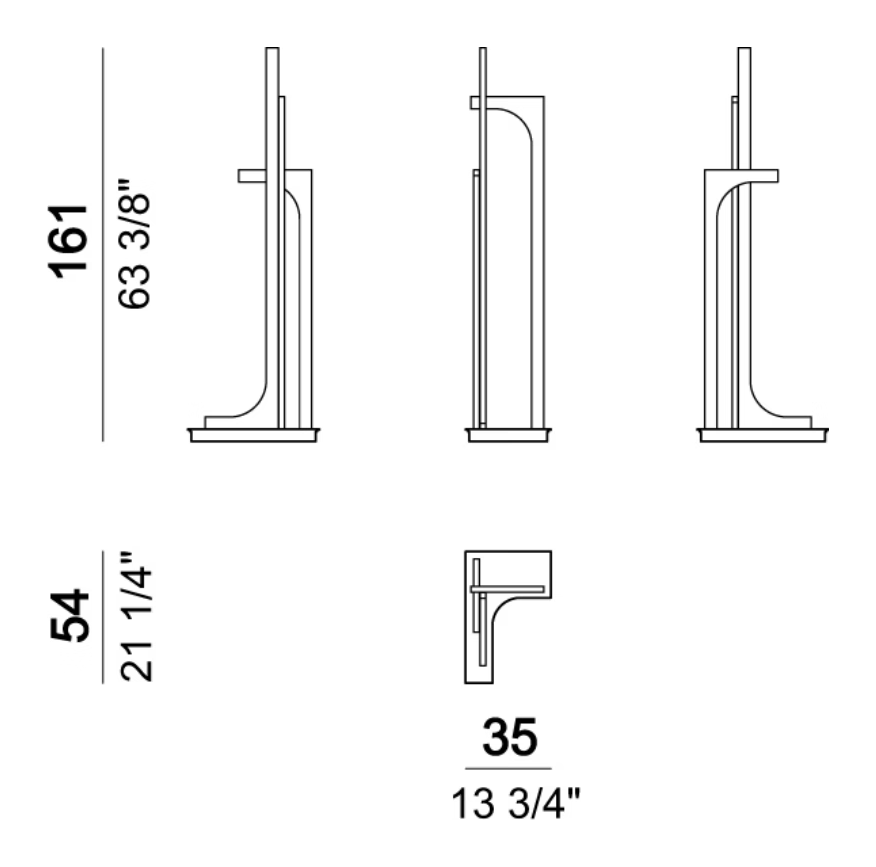 Untitled Lamp by Arketipo, size drawing: Floor lamp with 3 Led-lamps