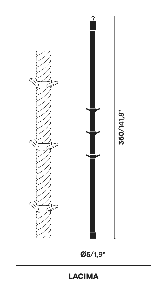 La Cima Coat Rack by Opinion Ciatti, size drawing: LACIMA