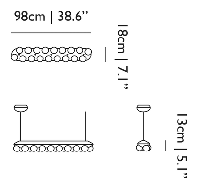 Prop Light Suspended Pendant by Moooi, size drawing: Single