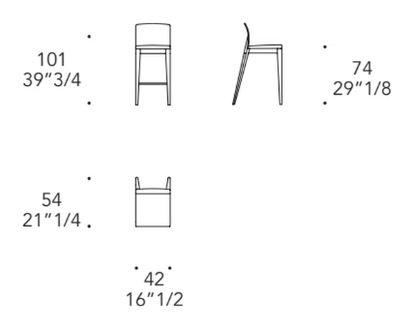 Sit Sgabello Bar Stool by Reflex, size drawing