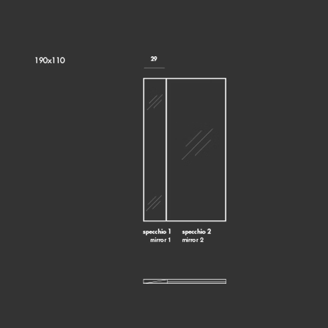 Campos Mirror by Sovet, size drawing