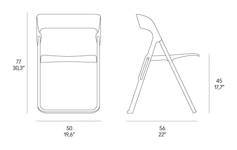 Bek Chair by Casamania, size drawing