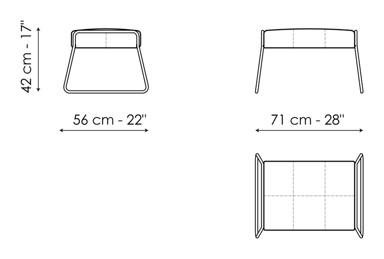 Nikos Armchair by Bonaldo, size drawing: Nikos footrest