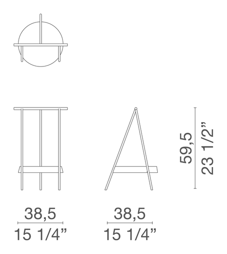 Pinch Side Table by Cappellini, size drawing: PIN1