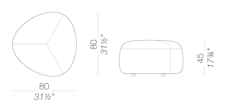 Kipu D04 Ottoman by LaPalma, size drawing