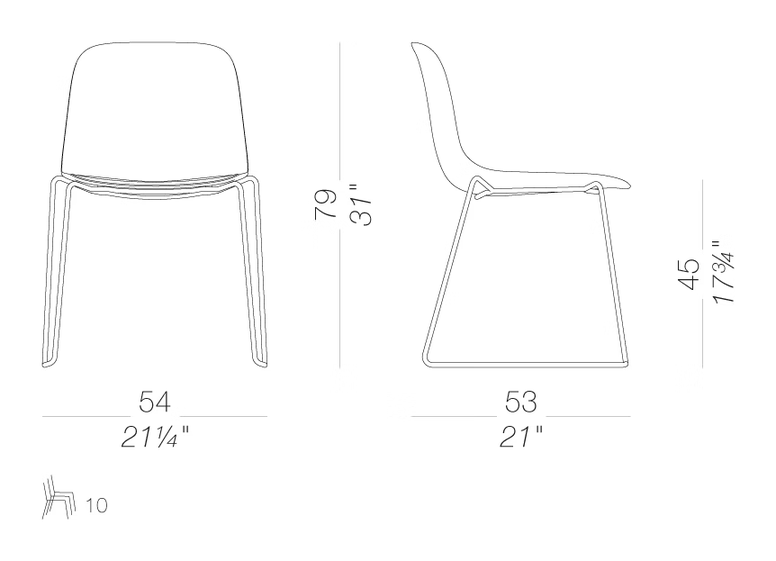 Seela ES310 Outdoor Chair by LaPalma, size drawing