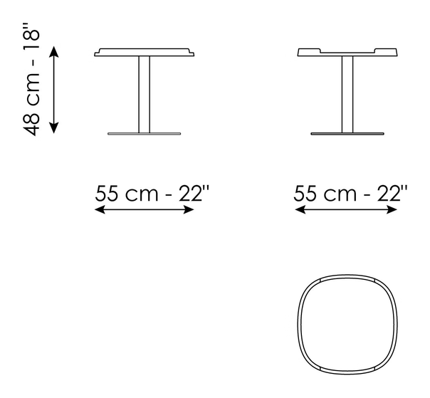 Gem Coffee Table by Bonaldo, size drawing: Gem high