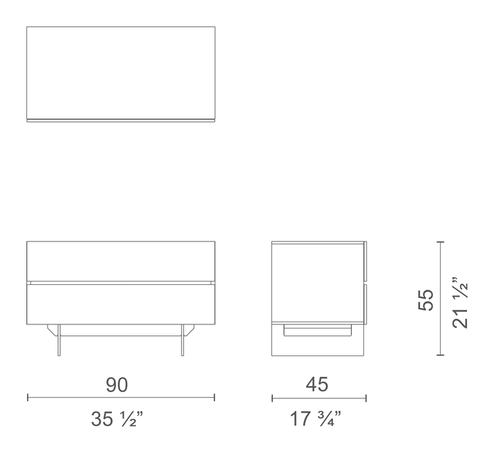 Uni Notte Cabinet by Cappellini, size drawing: UNN1