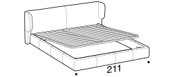 Claire Bed by Ditre Italia, size drawing: King size bed for 193x203 mattress with BOX mechanism
