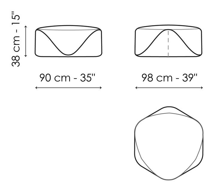 Seki Ottoman by Bonaldo, size drawing: Seki 98