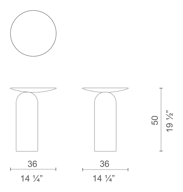 Giunto Side Table by Cappellini, size drawing: GNT2
