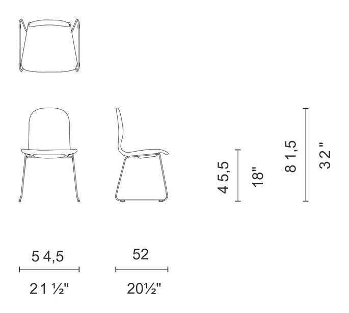Tate Soft Chair by Cappellini, size drawing: TS_3