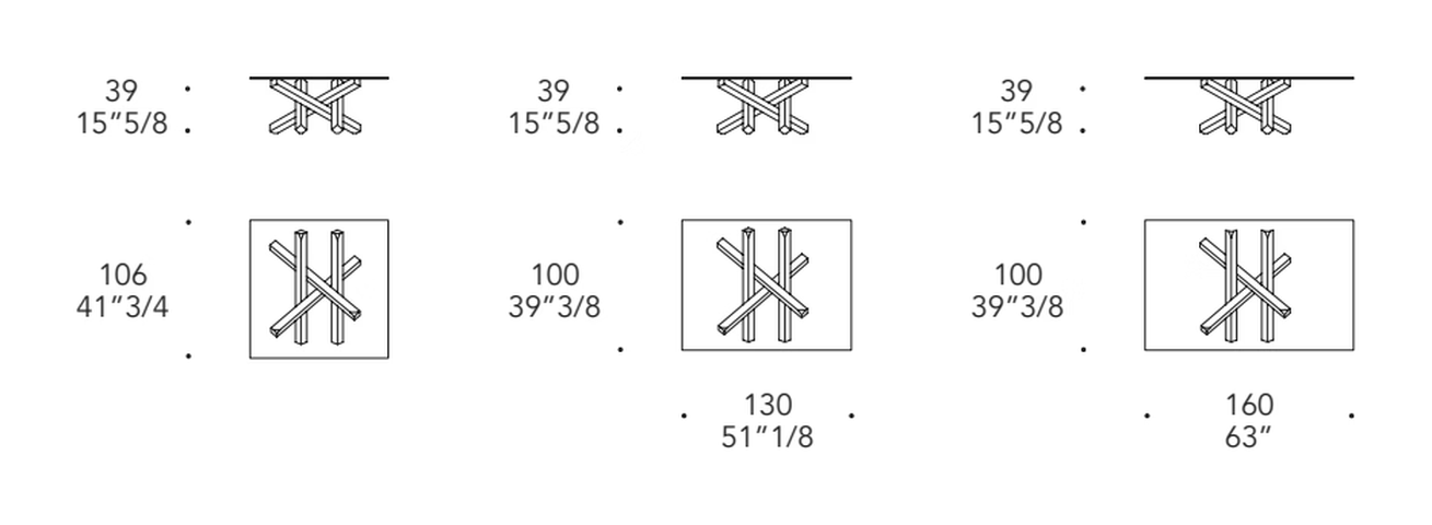 Mikado 40 Coffee Table by Reflex, size drawing