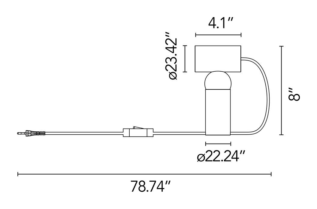 Bilboquet Table Lamp by Flos, size drawing