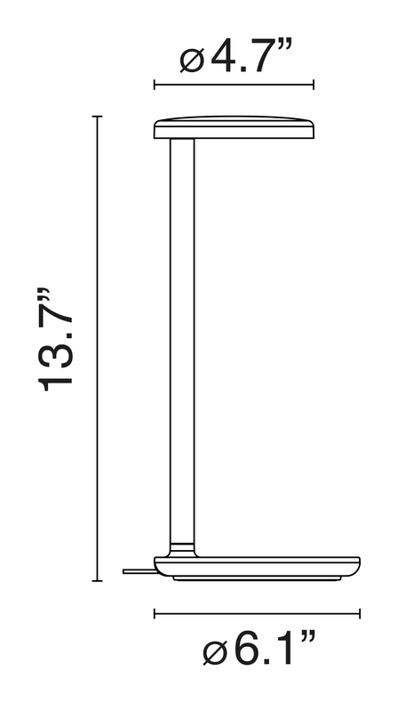 Oblique Table Lamp by Flos, size drawing