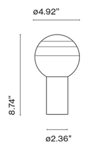 Dipping Light Table Lamp by Marset, size drawing: Dipping Light
