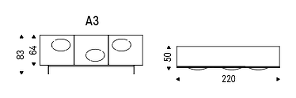 Paramount Sideboard by Cattelan Italia, size drawing 3