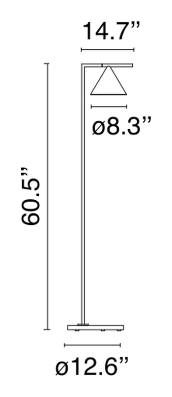 Captain Flint Floor Lamp by Flos, size drawing