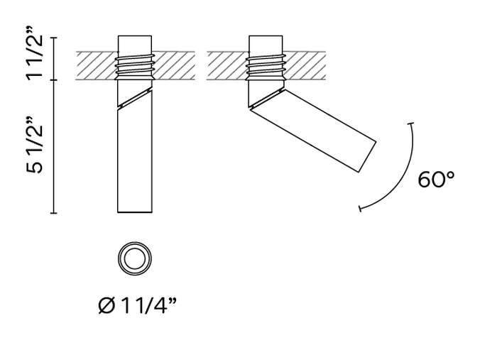 Bind Solo Ceiling Lamp by Vibia, size drawing: Models 6640, 6644