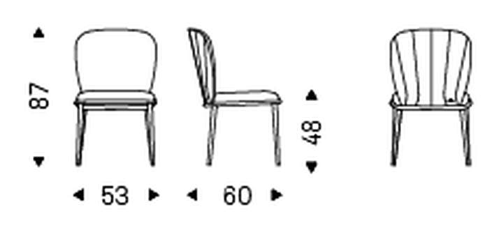 Chrishell ML Chair by Cattelan Italia, size drawing