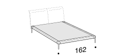 Ada Bed by Ditre Italia, size drawing: Double size bed Wood bed frame for 160x200 cm mattress