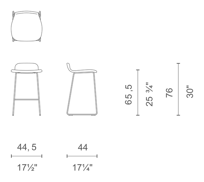 Tate Soft Stool by Cappellini, size drawing: TS_31B