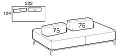 Sanders Air Sofa by Ditre Italia, size drawing: Rectangular composition 222