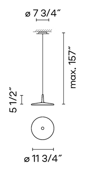 Skan Pendant Lamp by Vibia, size drawing: Model 0270