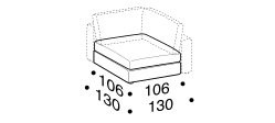 Urban 2.0 Sofa by Ditre Italia, size drawing: Square corner base 106x106