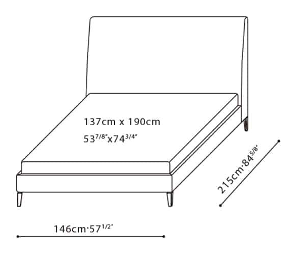 Luna Bed by Camerich, size drawing: C03F0610 Full