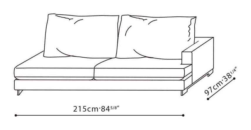 Easytime Sofa by Camerich, size drawing: C01F0908