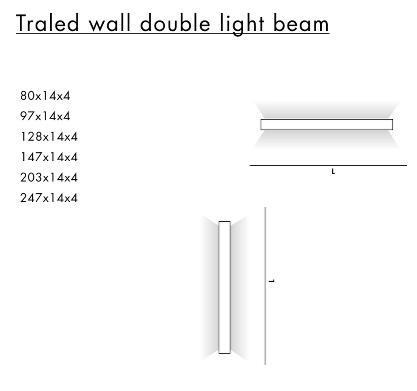 Traled Wall Lamp by Sovet, size drawing: Double light beam