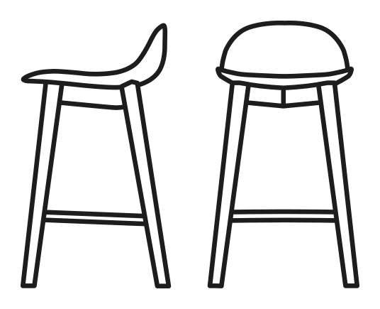 Academy Stool, Polycarbonate, Wooden Legs by Connubia, size drawing