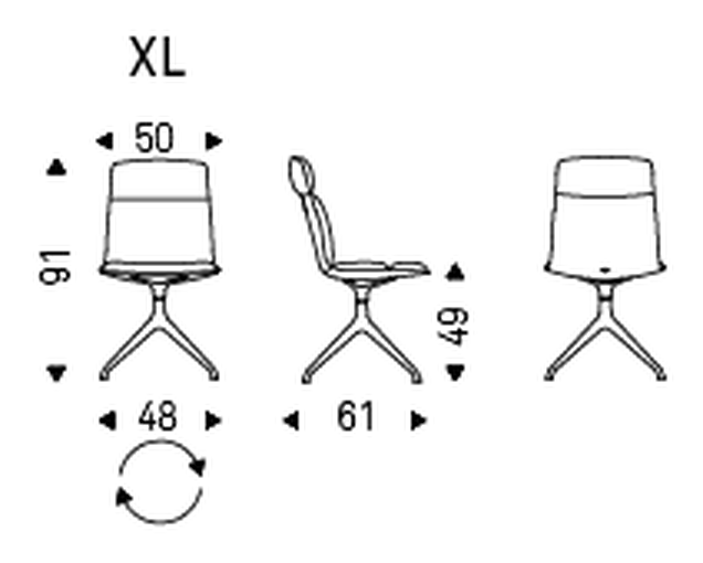 Kelly Swivel Chair by Cattelan Italia, size drawing 2