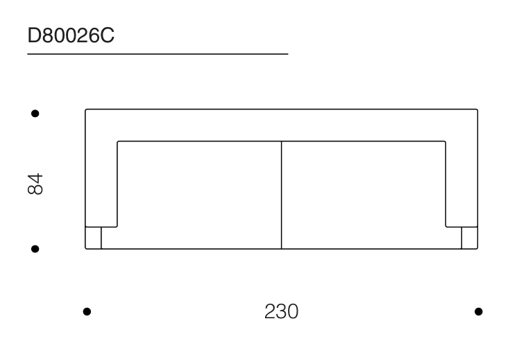 Hall Sofa by Driade, size drawing: D80026C
