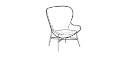 Round Armchair by Ditre Italia, size drawing: Armchair iron base