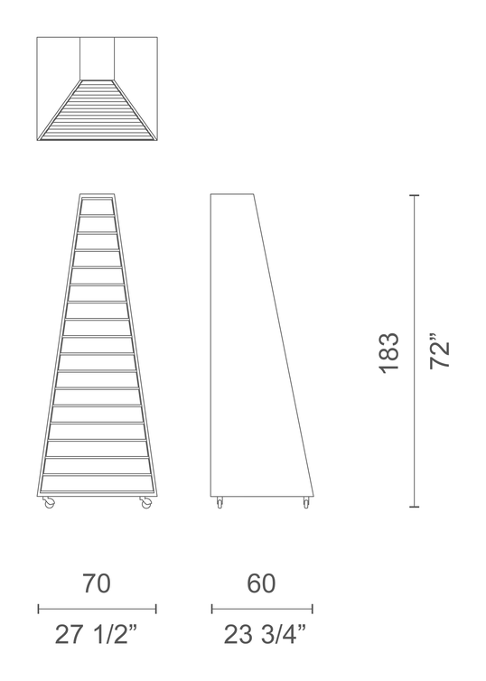 Pyramid Cabinet by Cappellini, size drawing