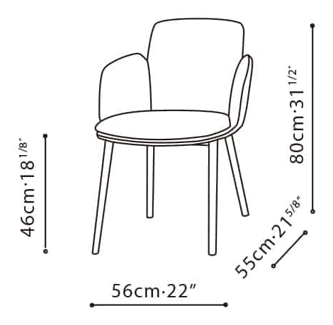 Wing Chair by Camerich, size drawing: C02H0402