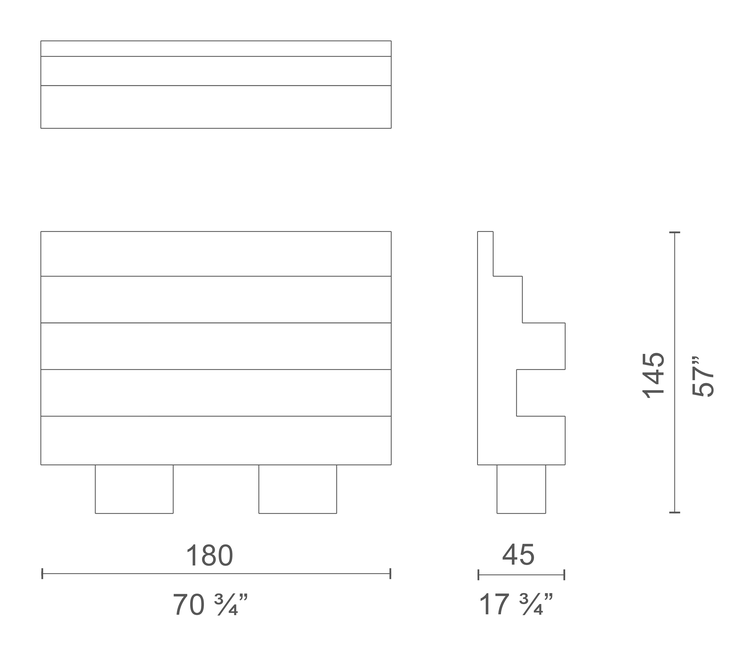 Red Bookcase by Cappellini, size drawing