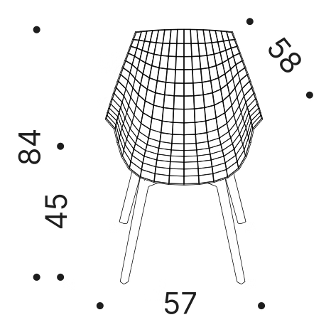 Meridiana Wood Chair by Driade, size drawing