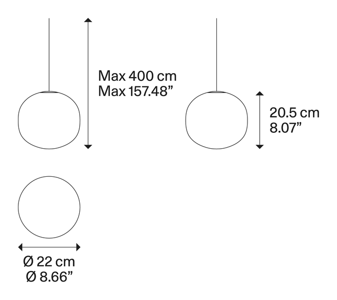 Volum Cluster Pendant Lamp by Lodes, size drawing: Volum 22