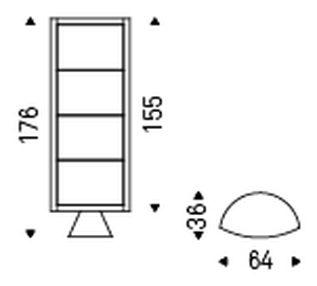Saba Display Cabinet by Cattelan Italia, size drawing