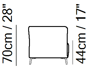 Dodi Armchair by Natuzzi Italia, size drawing