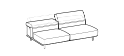Arlott High Sofa by Ditre Italia, size drawing: 3-seat central element
