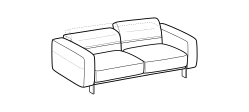 Bepop Sofa by Ditre Italia, size drawing: 2-seat sofa