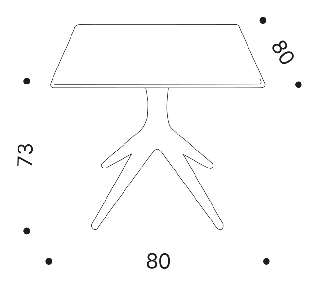 App Dining Table by Driade, size drawing