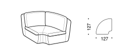 Deck Sofa by Ditre Italia, size drawing: Rounded corner unit