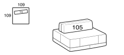Sanders Sofa by Ditre Italia, size drawing: Squared composition, 109 cm depth