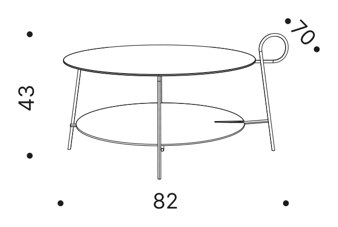 Carmina Small Coffee Table by Driade, size drawing